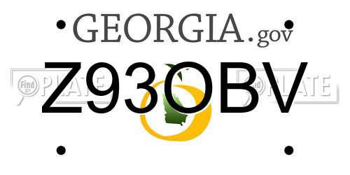 Z93OBV Georgia License Plate