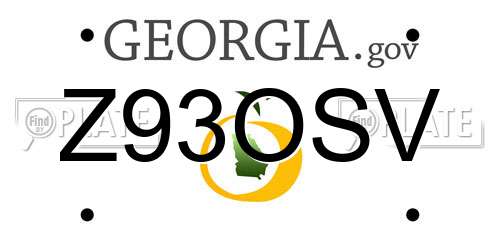 Z93OSV Georgia License Plate