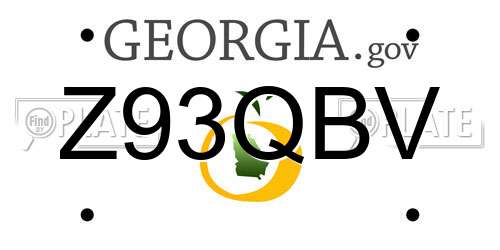 Z93QBV Georgia License Plate