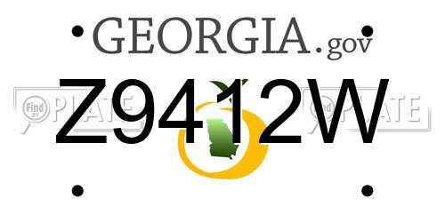 Z9412W Georgia License Plate