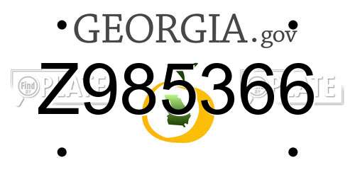 Z985366 Georgia License Plate