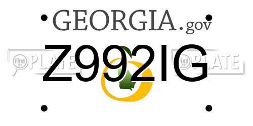 Z992IG Georgia License Plate