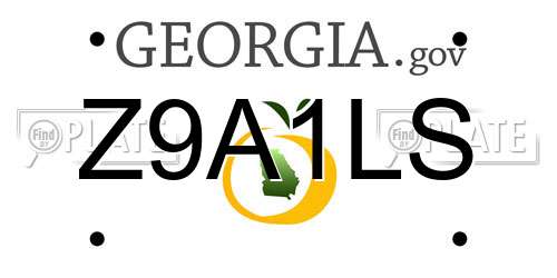 Z9A1LS Georgia License Plate