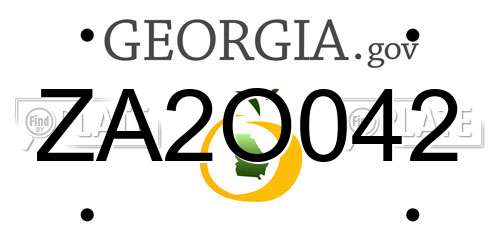 ZA2O042 Georgia License Plate