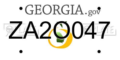 ZA2O047 Georgia License Plate