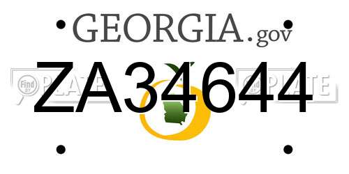 ZA34644 Georgia License Plate