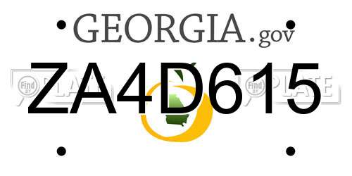 ZA4D615 Georgia License Plate