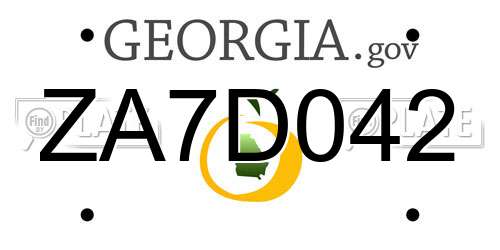 ZA7D042 Georgia License Plate