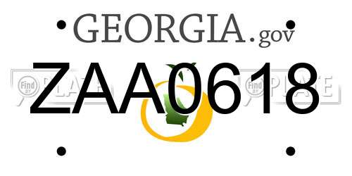 ZAA0618 Georgia License Plate