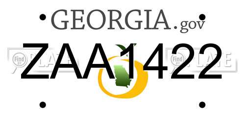 ZAA1422 Georgia License Plate