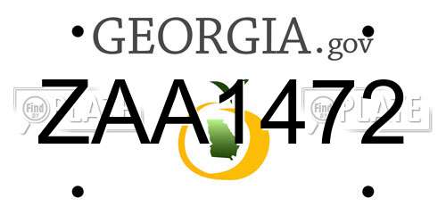 ZAA1472 Georgia License Plate