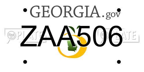 ZAA506 Georgia License Plate