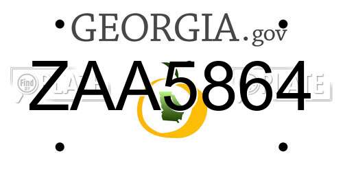 ZAA5864 Georgia License Plate