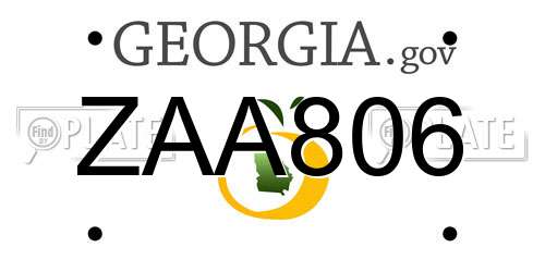 ZAA806 Georgia License Plate