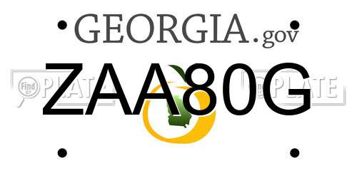 ZAA80G Georgia License Plate