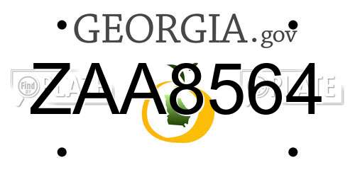 ZAA8564 Georgia License Plate