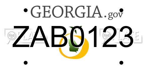 ZAB0123 Georgia License Plate