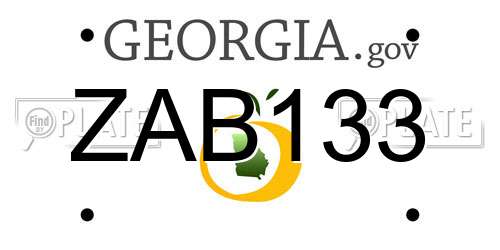 ZAB133 Georgia License Plate