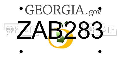 ZAB283 Georgia License Plate