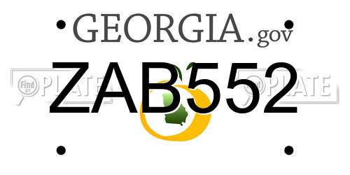 ZAB552 Georgia License Plate