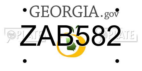 ZAB582 Georgia License Plate