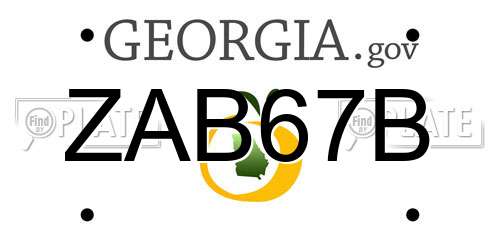ZAB67B Georgia License Plate