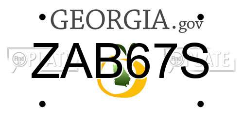 ZAB67S Georgia License Plate