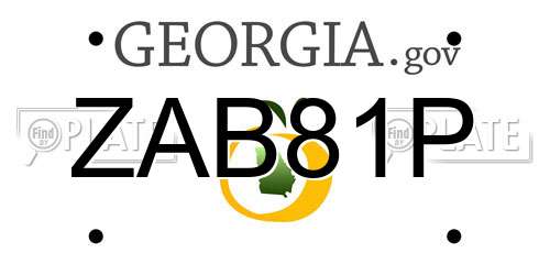 ZAB81P Georgia License Plate