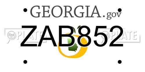 ZAB852 Georgia License Plate