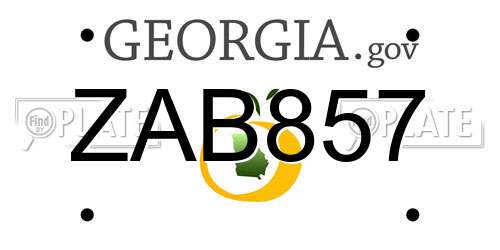 ZAB857 Georgia License Plate