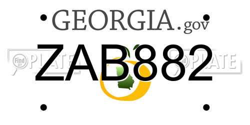 ZAB882 Georgia License Plate