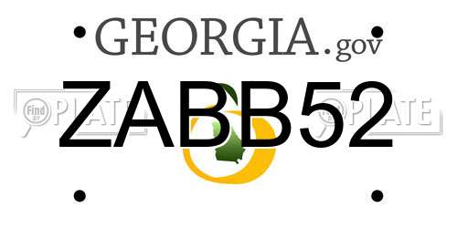 ZABB52 Georgia License Plate