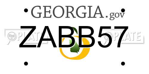 ZABB57 Georgia License Plate