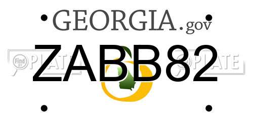 ZABB82 Georgia License Plate