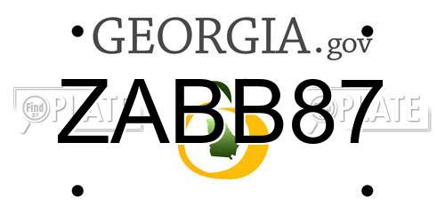 ZABB87 Georgia License Plate