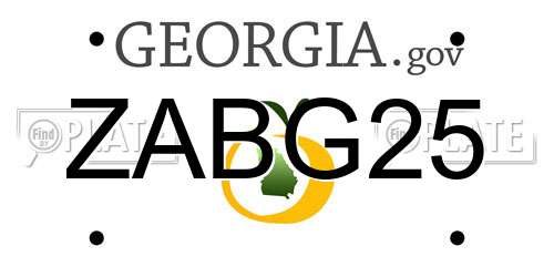 ZABG25 Georgia License Plate