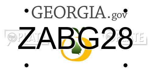 ZABG28 Georgia License Plate