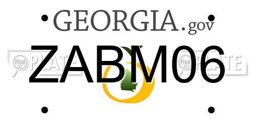 ZABM06 Georgia License Plate