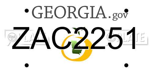 ZAC2251 Georgia License Plate