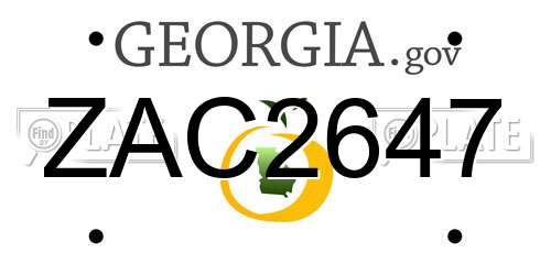 ZAC2647 Georgia License Plate