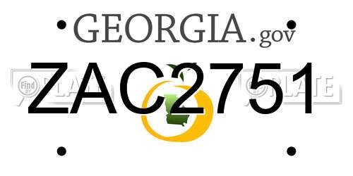 ZAC2751 Georgia License Plate