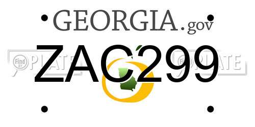 ZAC299 Georgia License Plate