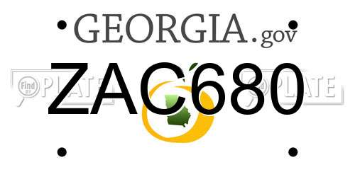 ZAC680 Georgia License Plate