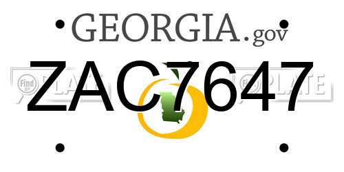 ZAC7647 Georgia License Plate