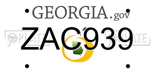 ZAC939 Georgia License Plate