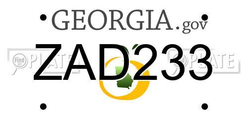 ZAD233 Georgia License Plate