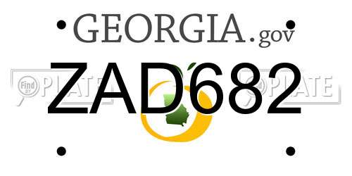 ZAD682 Georgia License Plate