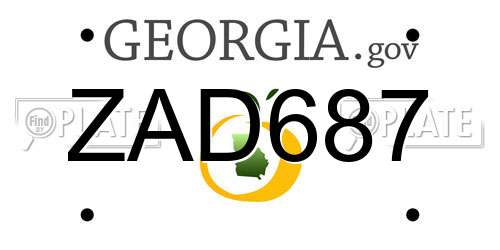 ZAD687 Georgia License Plate