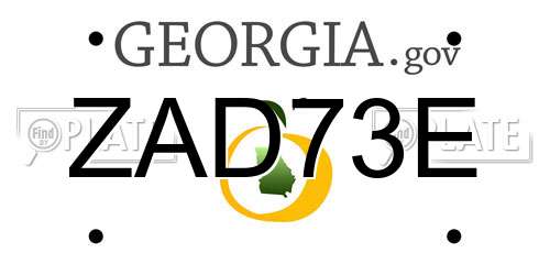ZAD73E Georgia License Plate