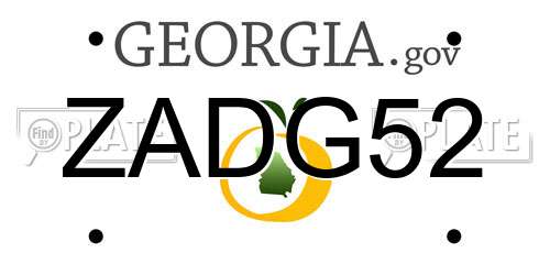 ZADG52 Georgia License Plate
